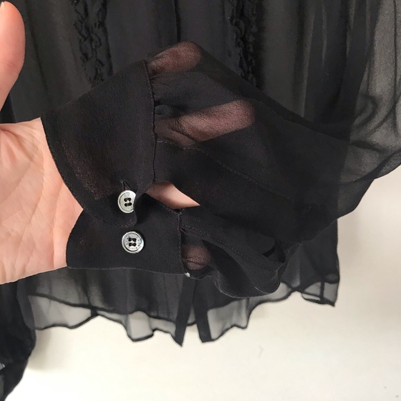 CHLOÉ black sheer button up beaded blouse - Picture 7 of 8